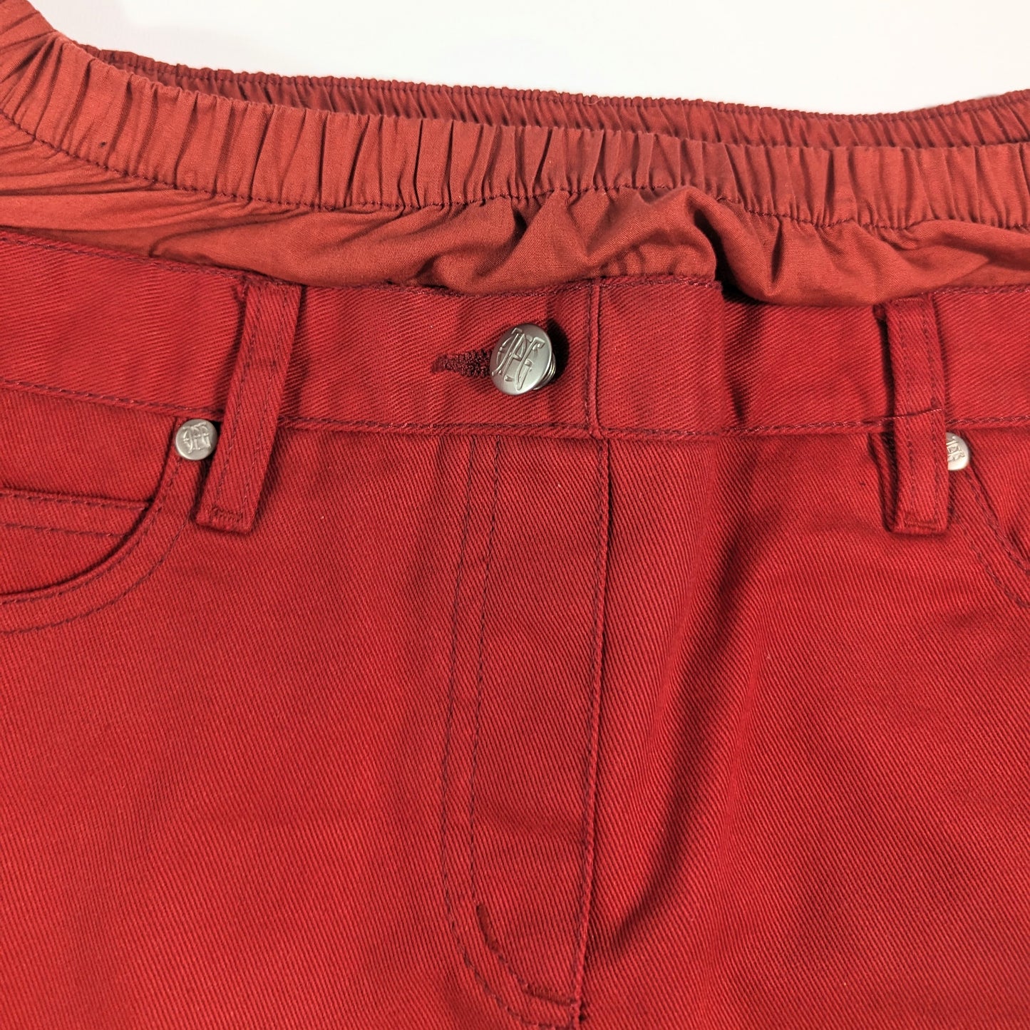 Paul Gaultier red denim skirt with boxer effect - M