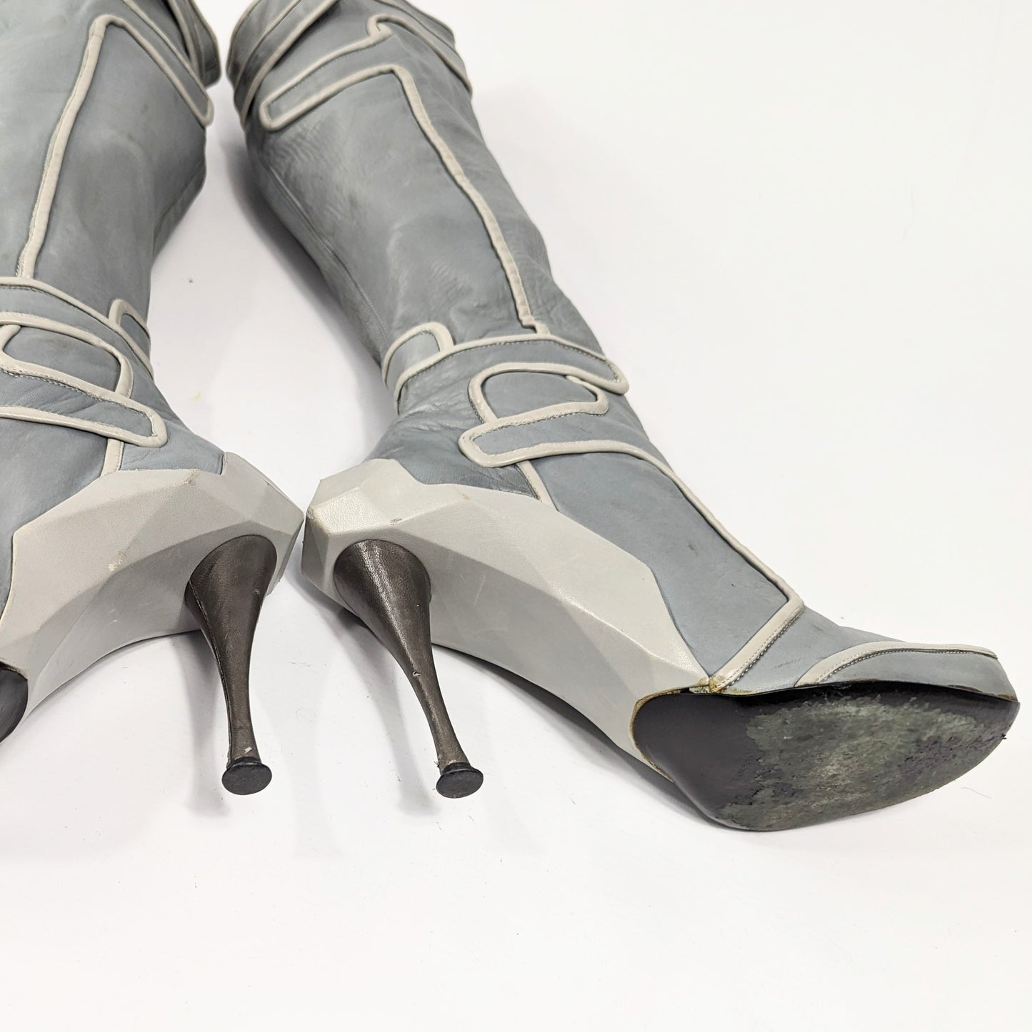 Celine high boots in gray leather -FW2008