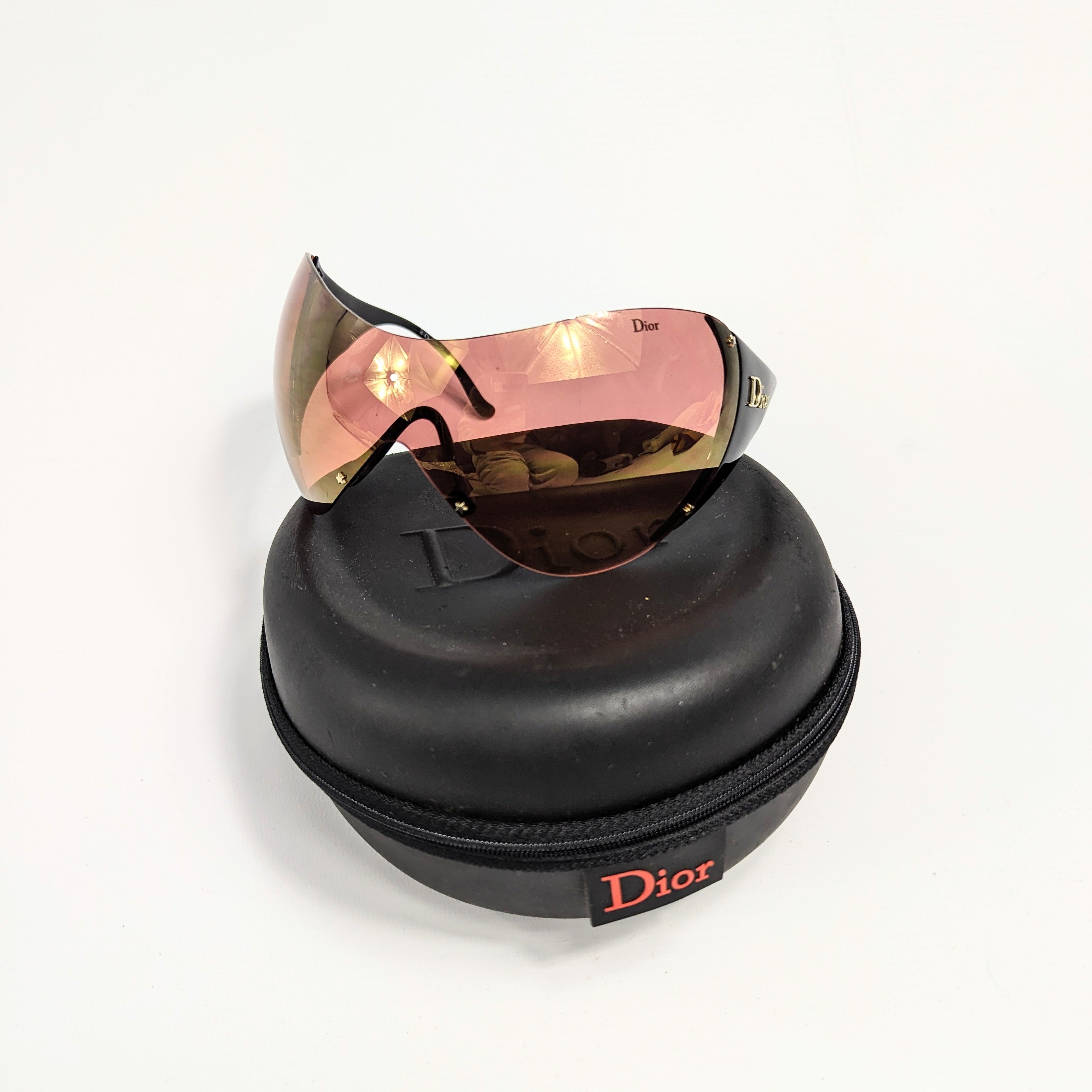 Lunettes de soleil rose et noir masque Christian Dior SKI Al fintage