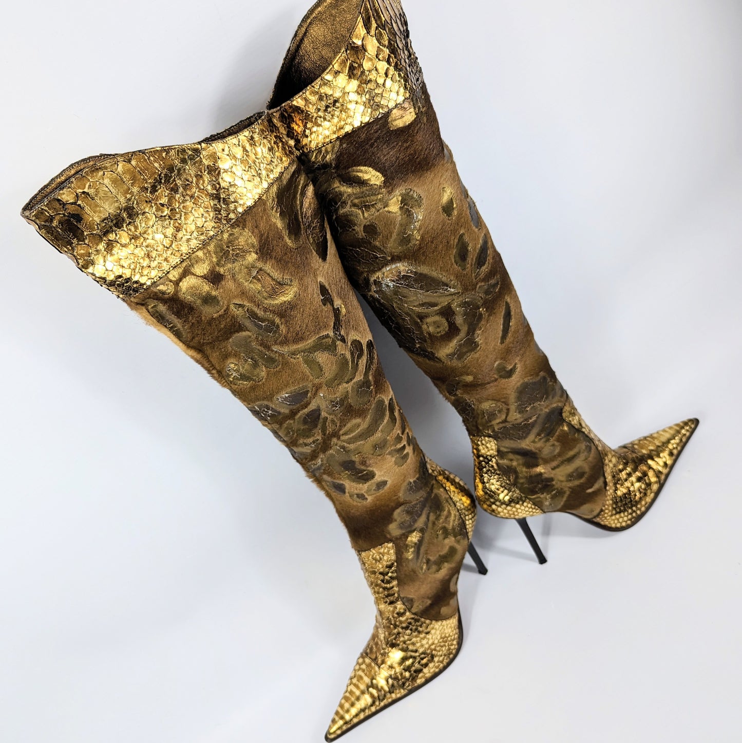 Gianmarco Lorenzi gold snake Boots - EU37|UK4|US6