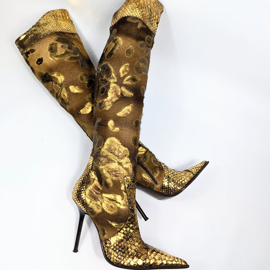 Bottes Gianmarco Lorenzi en python doré - EU37|UK4|US6