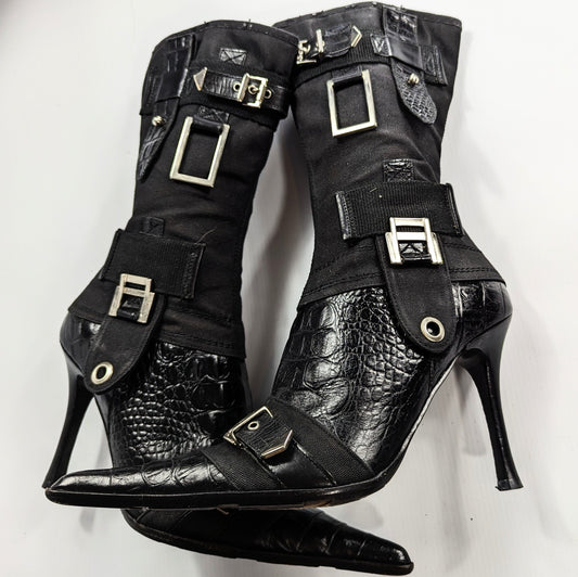 El Dantes black ankle boots decorated with metal details - EU38 | UK5 | US6.5