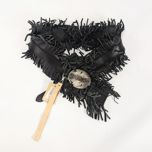 Ceinture Galliano cuir frange