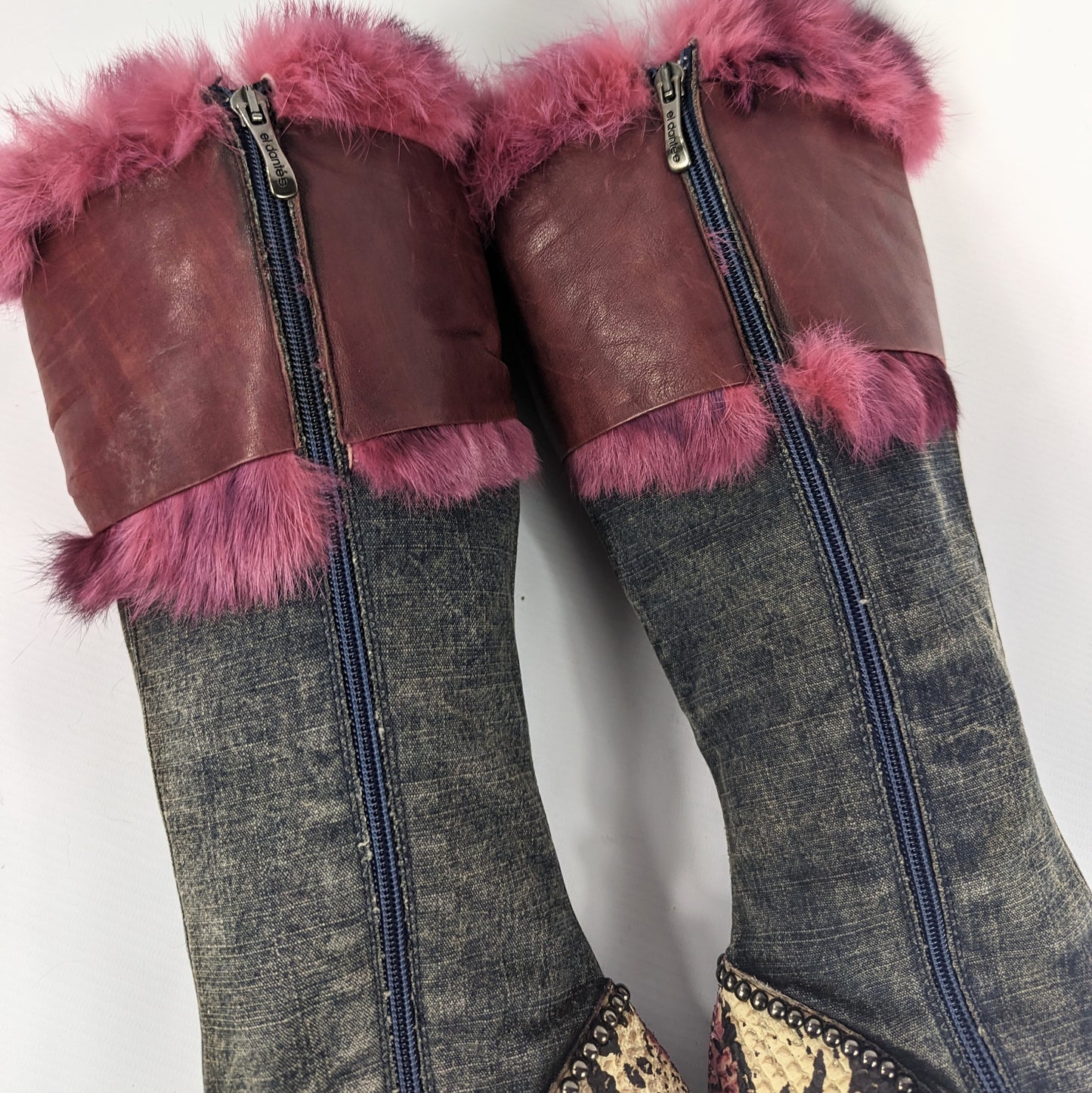 Botte el Dantès denim fourrure