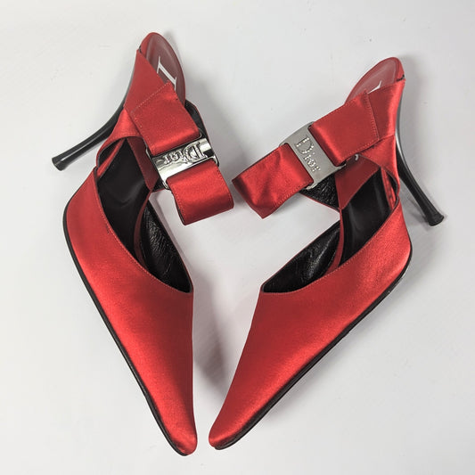 Red satin mules Dior by Galliano - EU38,5|5,5UK|7,5US