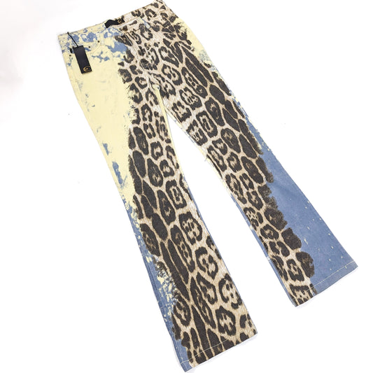 Cavalli leopard tie and dye jeans - M