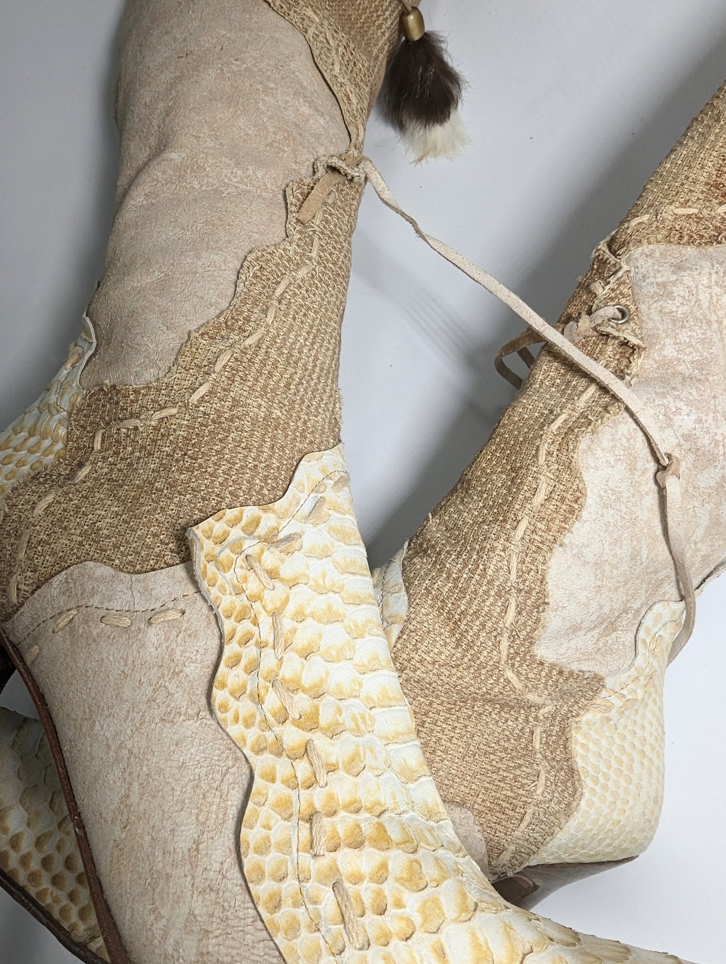 El Dantes beige fur and feather boots - EU40|7UK|9US