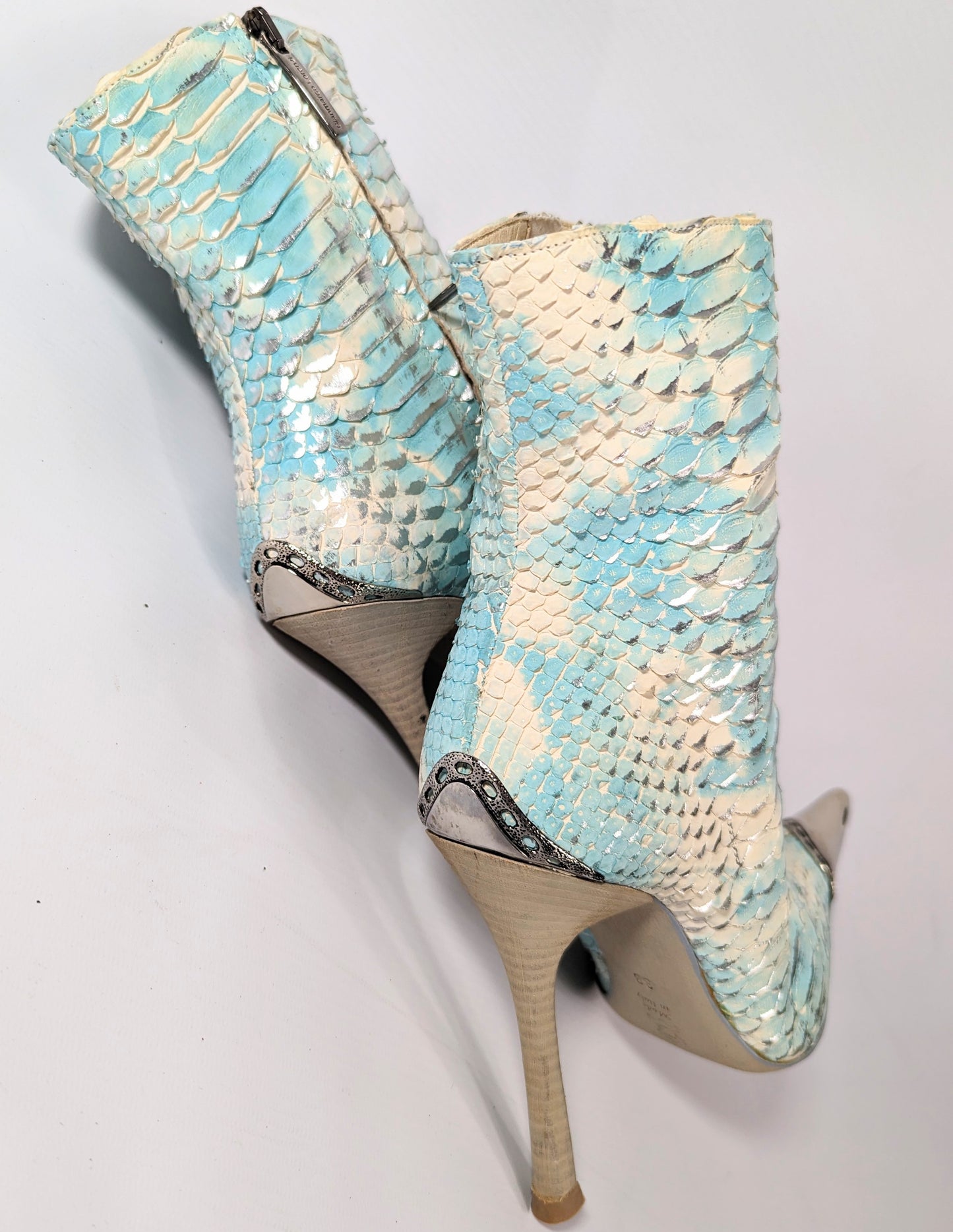 Gianmarco Lorenzi blue python ankle boots - EU38|UK5|US7