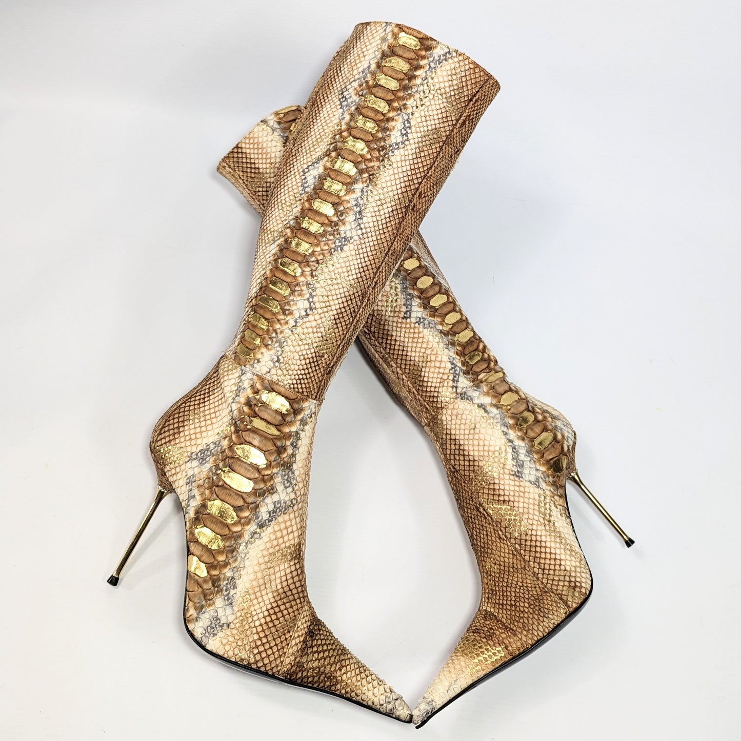 Brown and gold python boots Gianmarco Lorenzi - EU39|UK5.5|US7