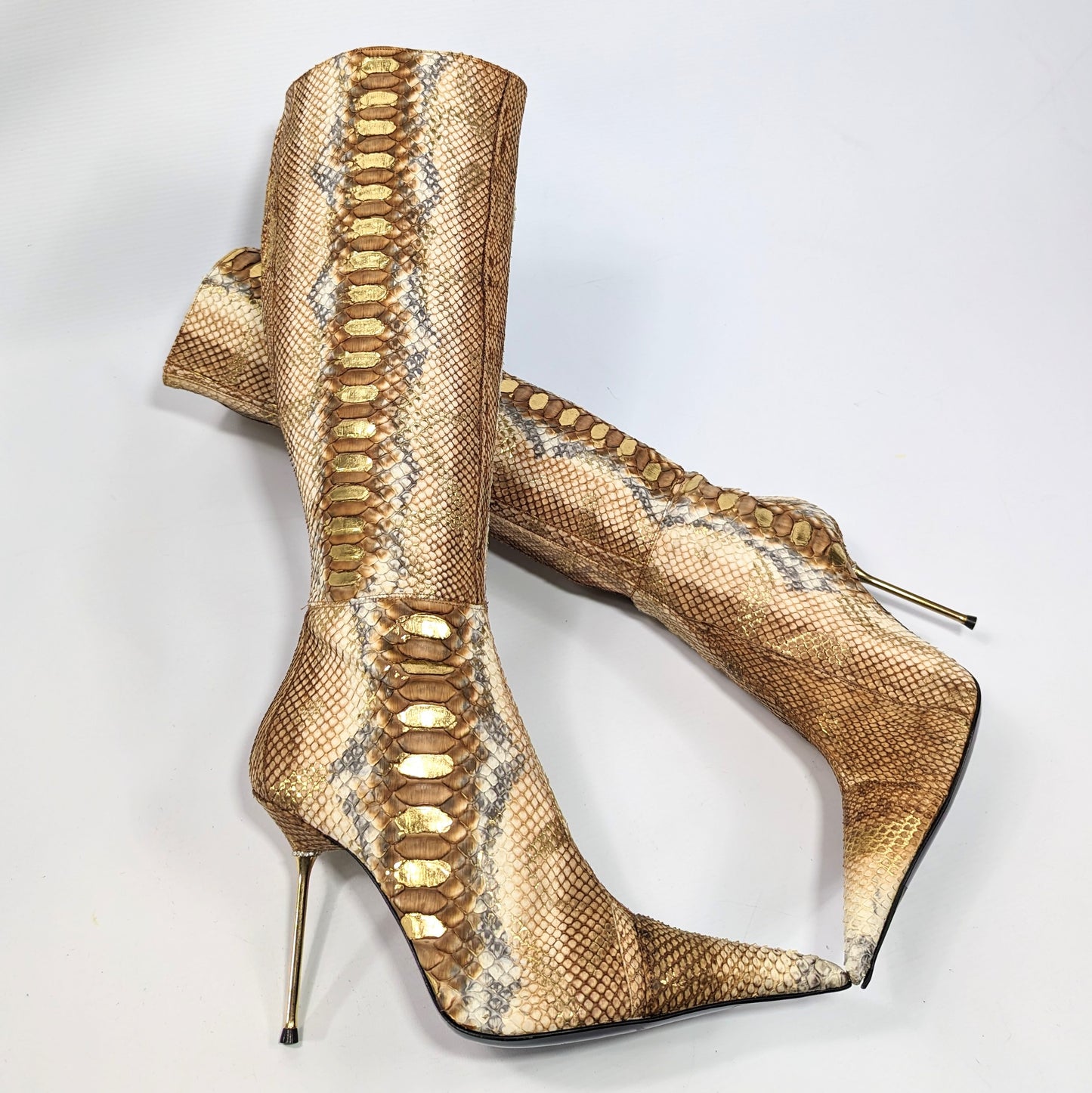 Brown and gold python boots Gianmarco Lorenzi - EU39|UK5.5|US7