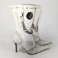 El Dantes white ankle boots decorated with studs and chains - EU41|UK8|US10