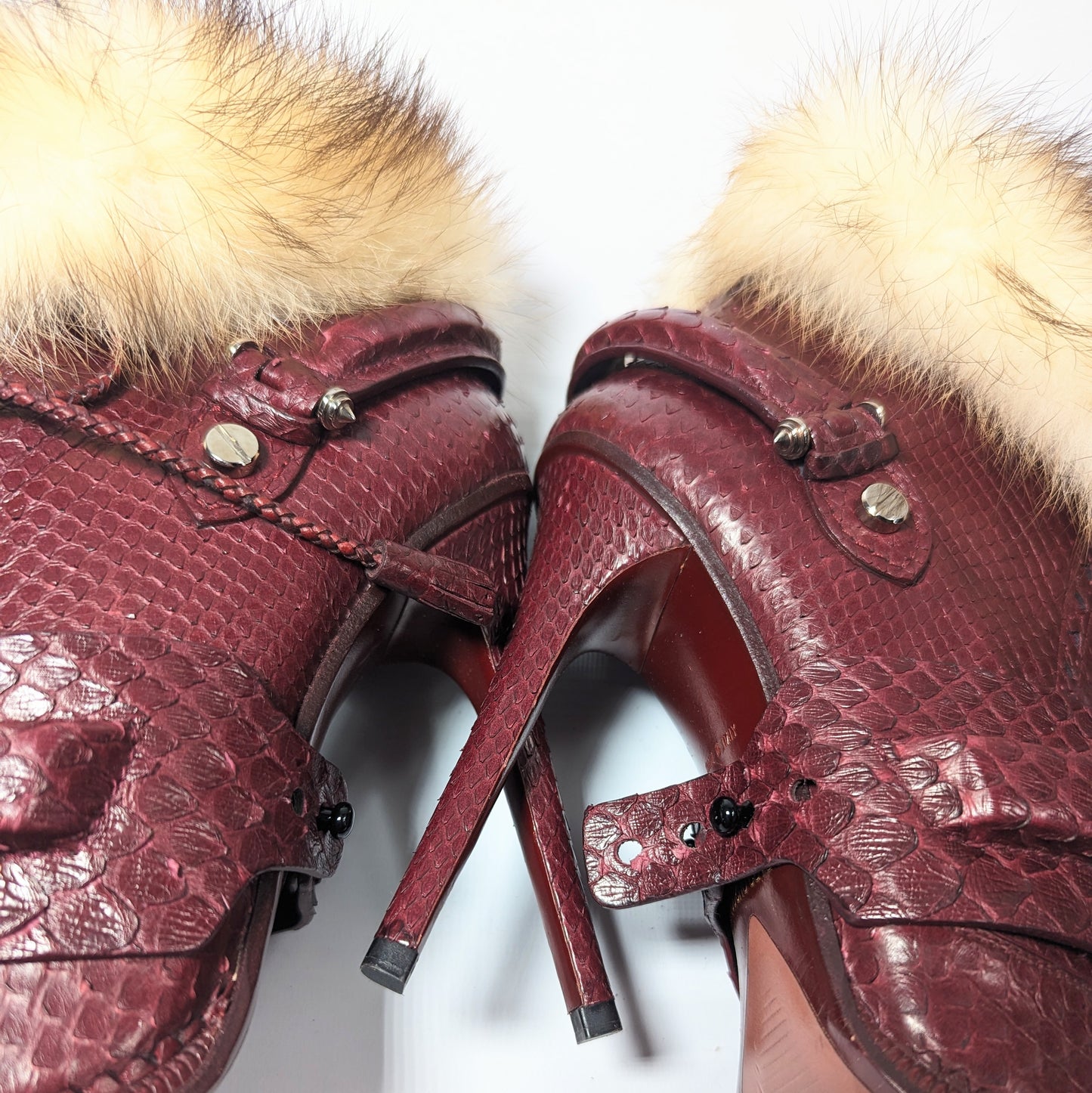 Roberto Cavalli burgundy python ankle boots - EU39|UK5,5|US7