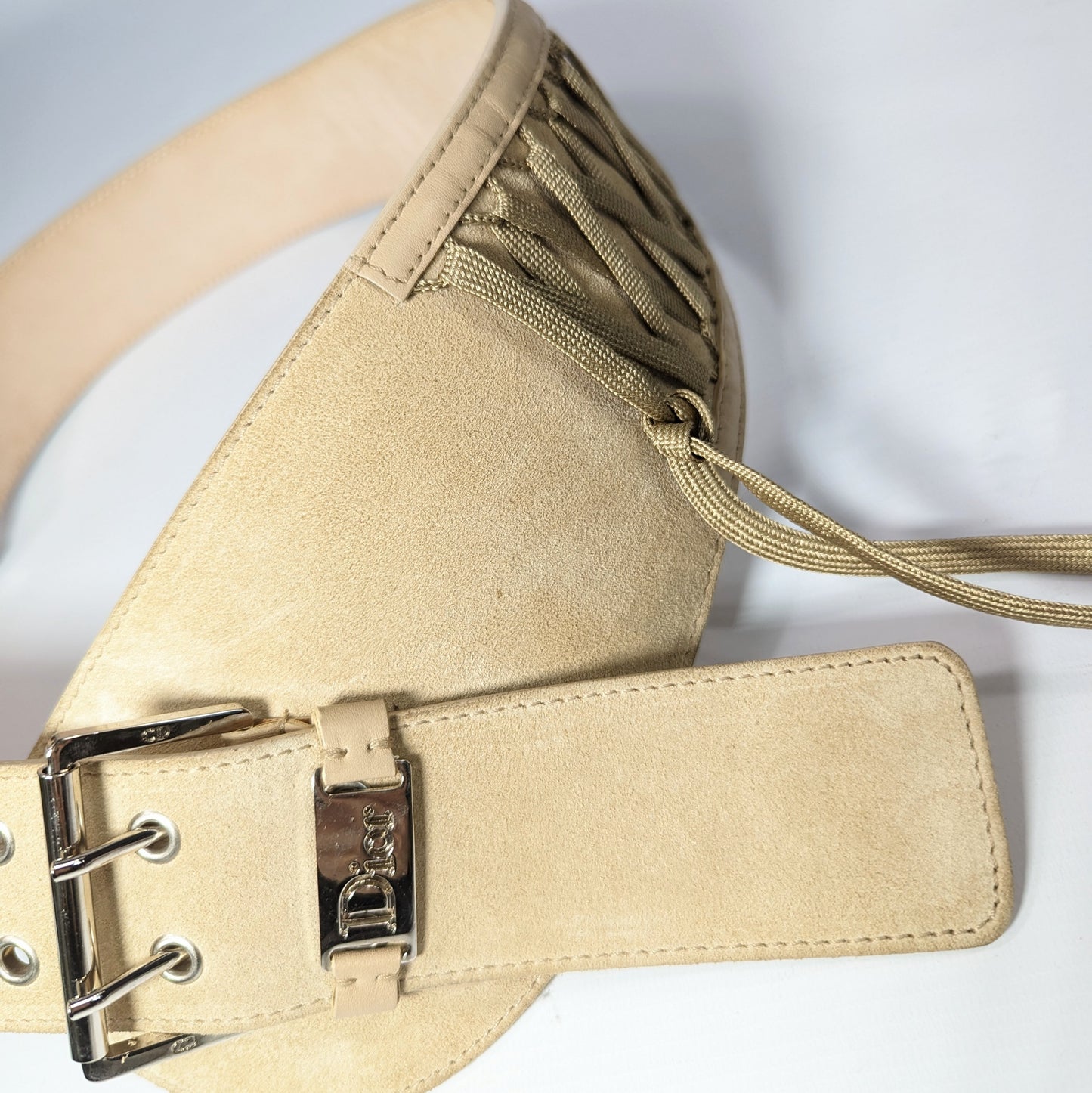 Dior wide beige lace belt by Galliano - F/W 2002