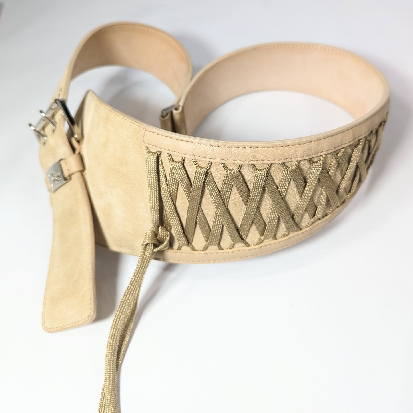 Dior wide beige lace belt by Galliano - F/W 2002