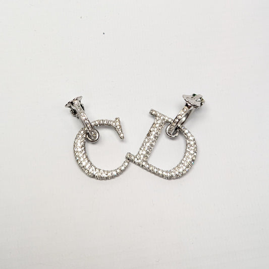 "CD" rhinestone earring - F/W 2000