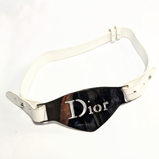 Ceinture blanche grosse boucle metal "Dior" by Galliano