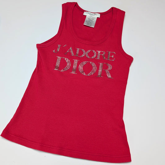 Debardeur rouge "J'adore Dior" en strass