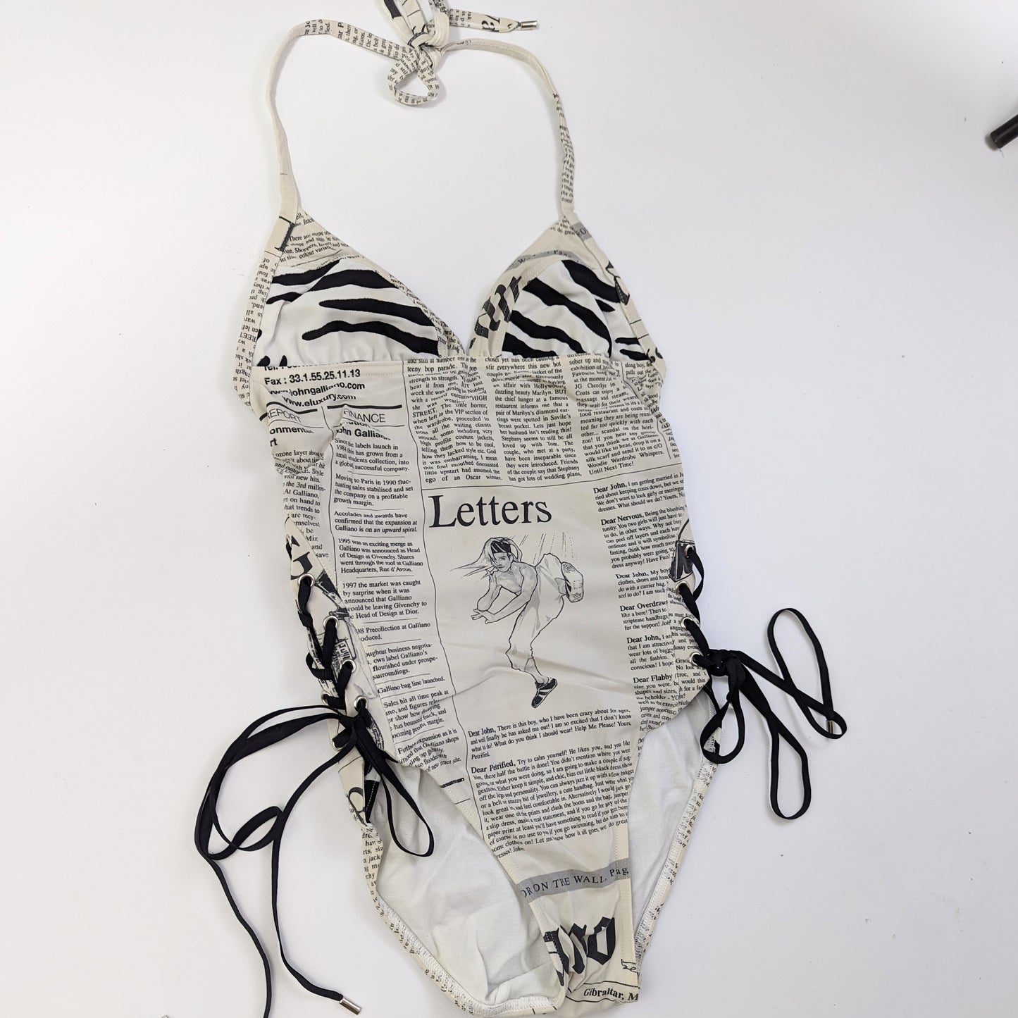 John Galliano Newspaper Print Swimsuit - XS