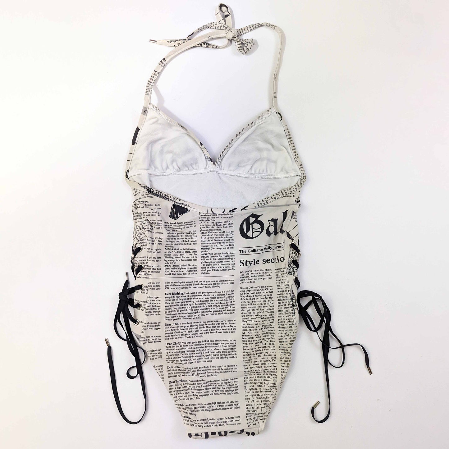 John Galliano Newspaper Print Swimsuit - XS