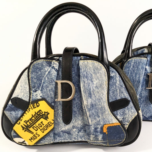 Bag Saddle Bowler Denim Dior by Galliano