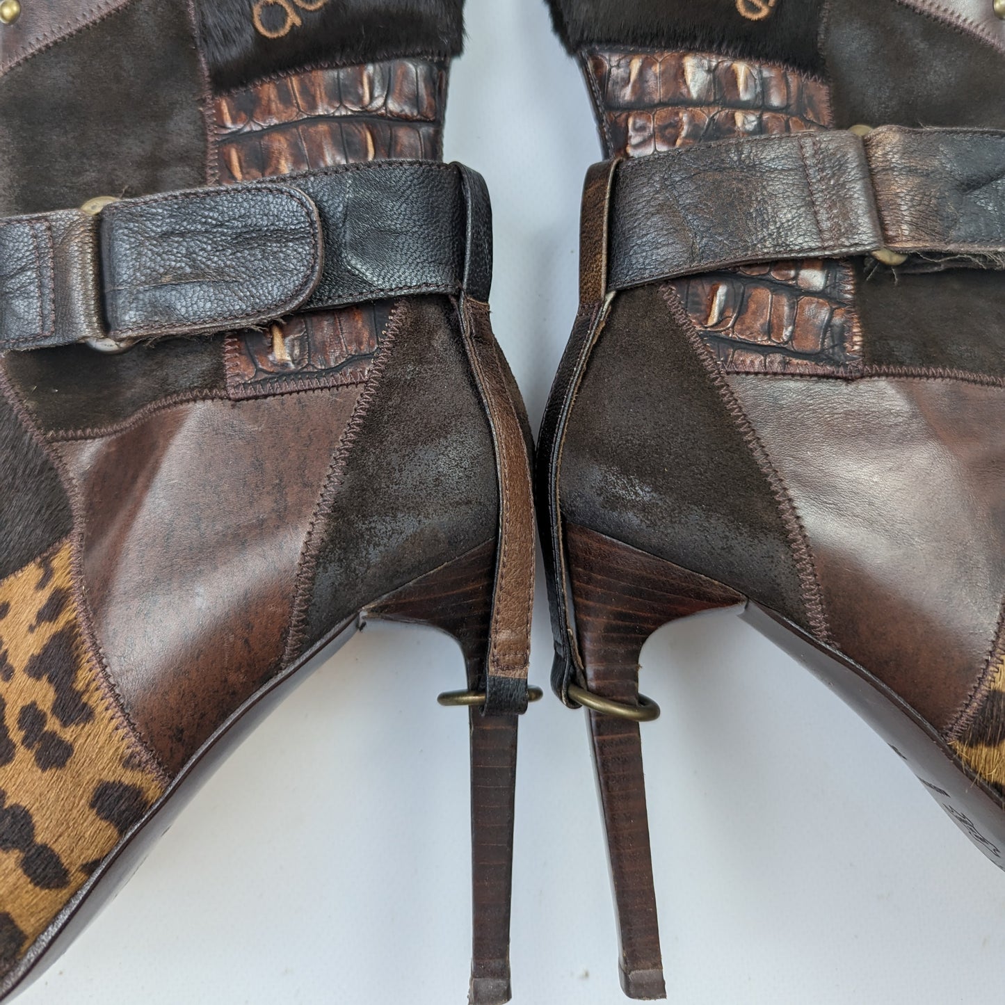 El Dantes leather and fur patchwork boots - EU37|UK4|US6