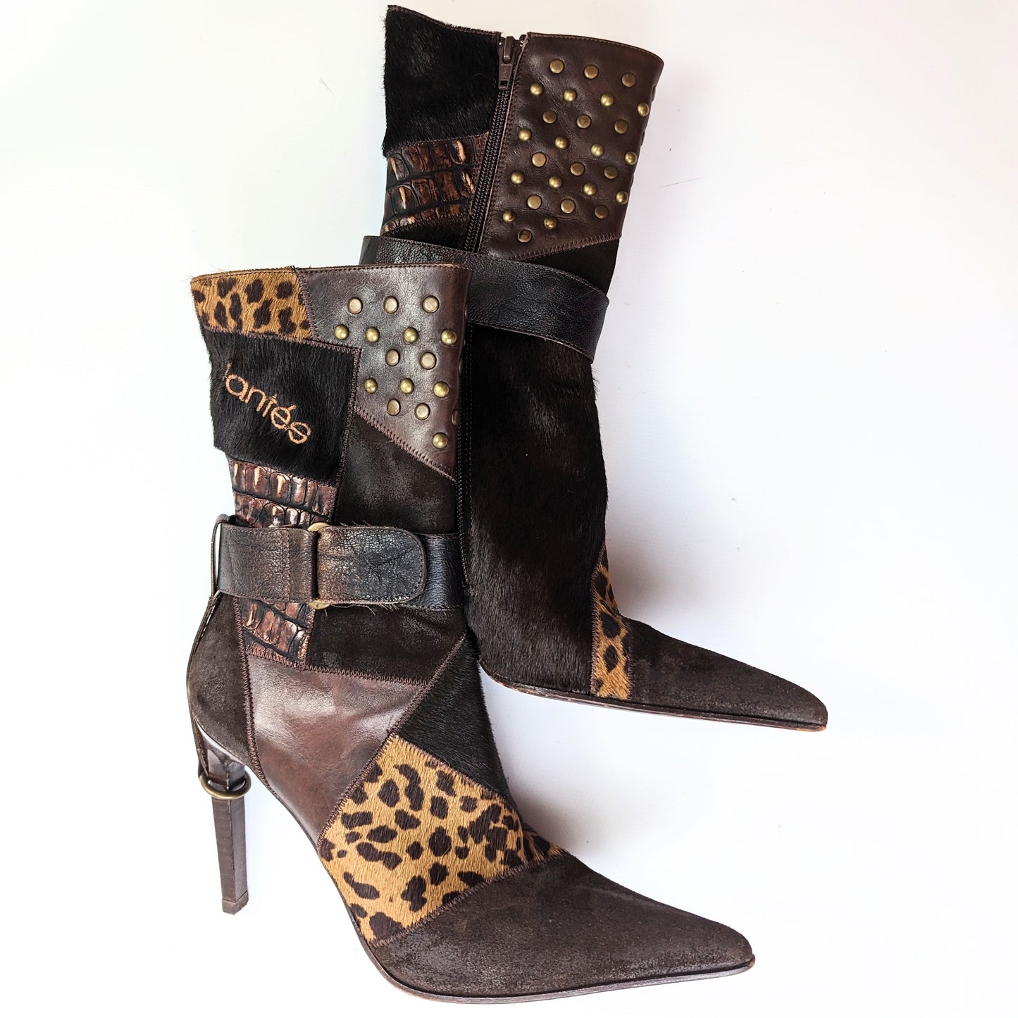 El Dantes leather and fur patchwork boots - EU37|UK4|US6