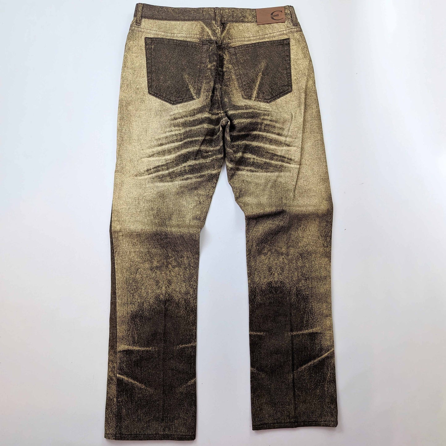 Roberto Cavalli faded khaki gold jeans - M