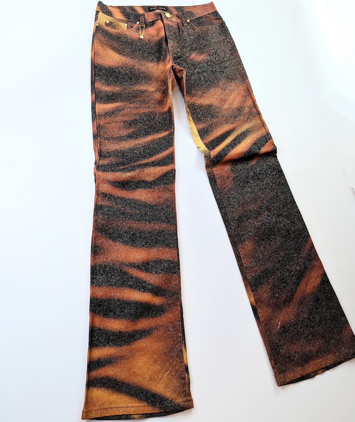 Pantalon jeans Roberto Cavalli imprimé tigre orange- M