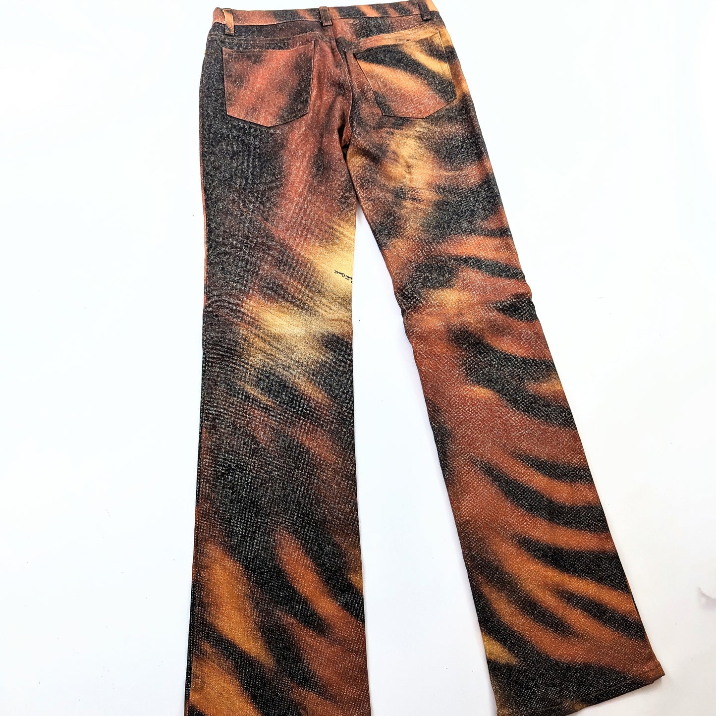 Pantalon jeans Roberto Cavalli imprimé tigre orange- M