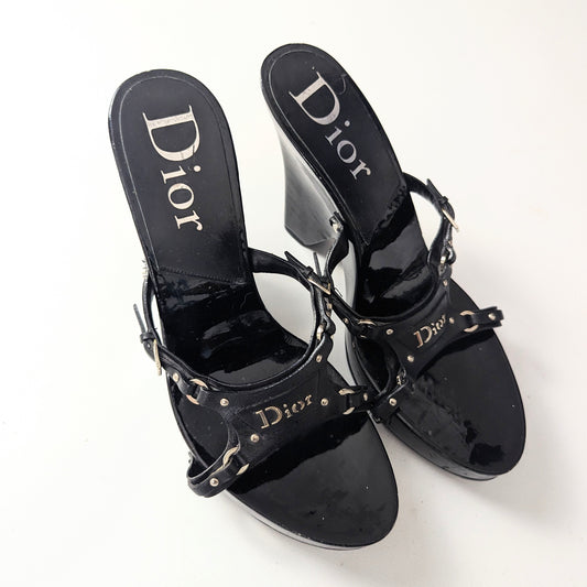 Dior wedge mules by Galliano Collection bondage F/W 2003 - EU40|7UK|9US