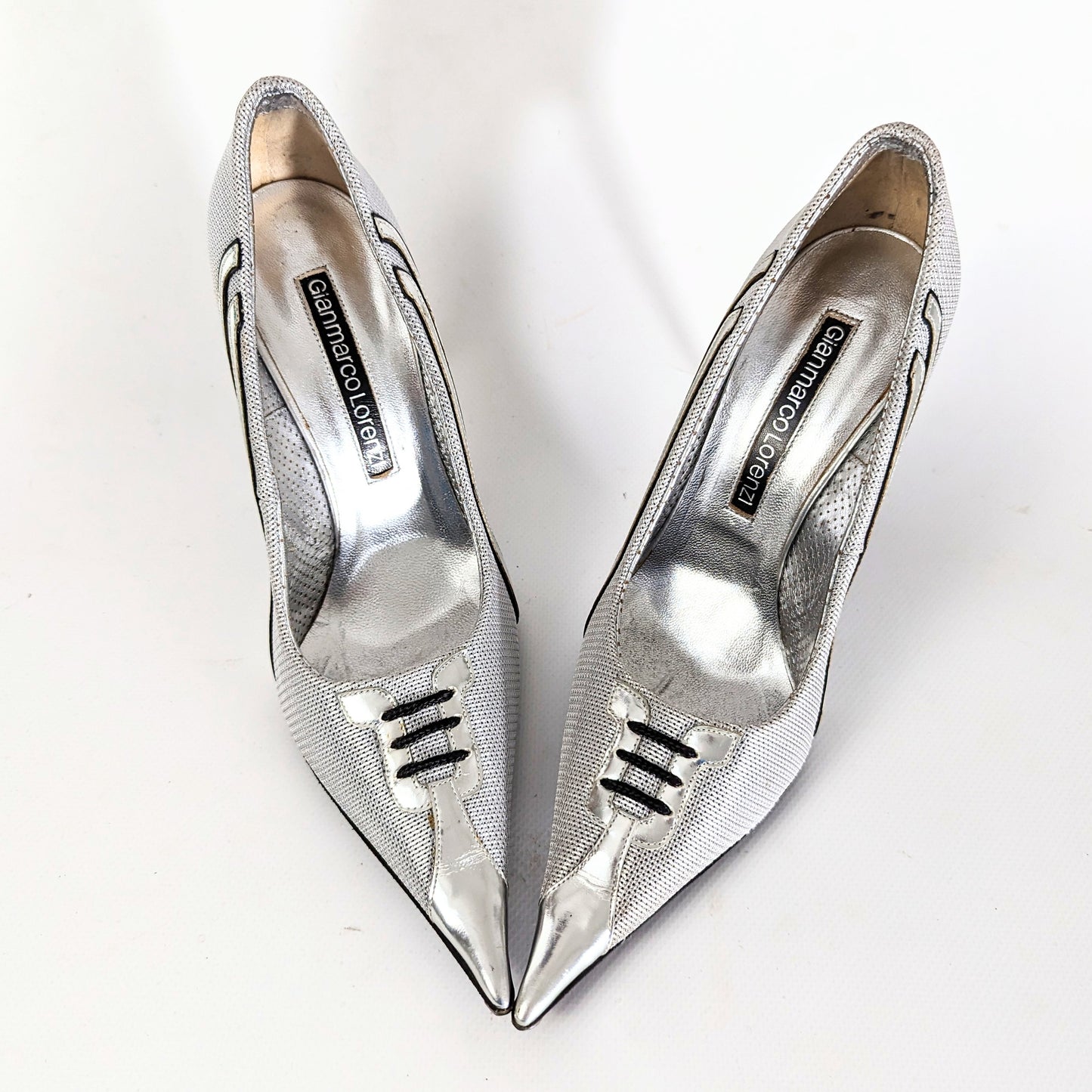 Gianmarco Lorenzi silver and black pump - FR37 | UK4| US5.5