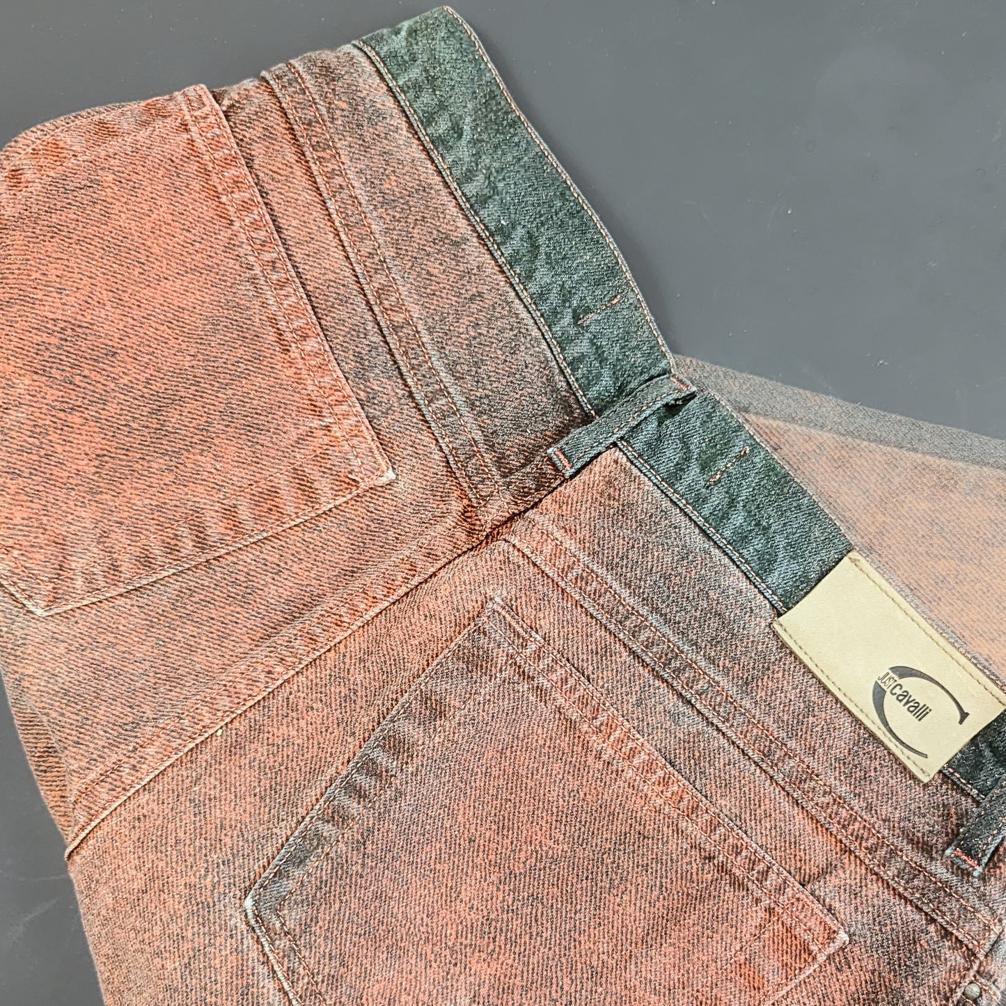 Jeans Cavalli pantalon délavé orangé avec micro-paillettes - S