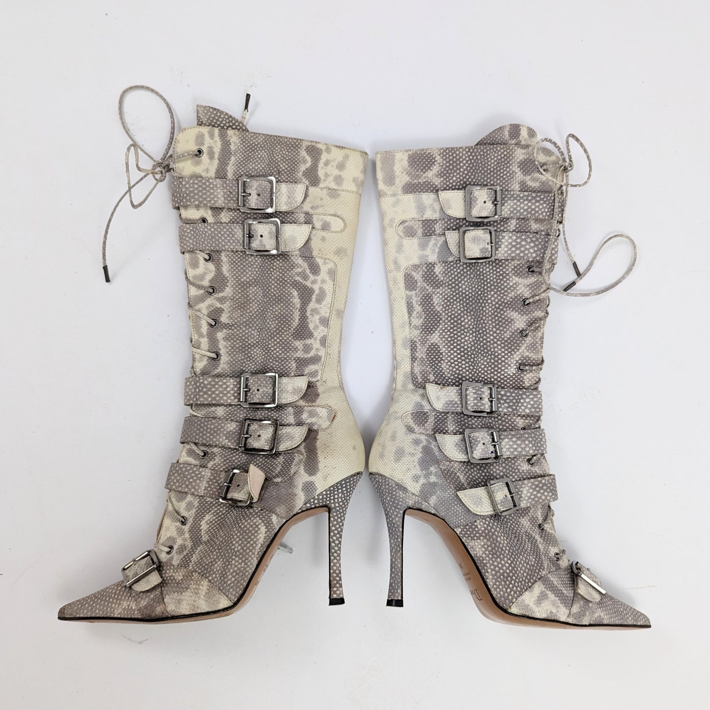 Bottes à lacet Dior cuir serpent gris - EU38|UK5|US7