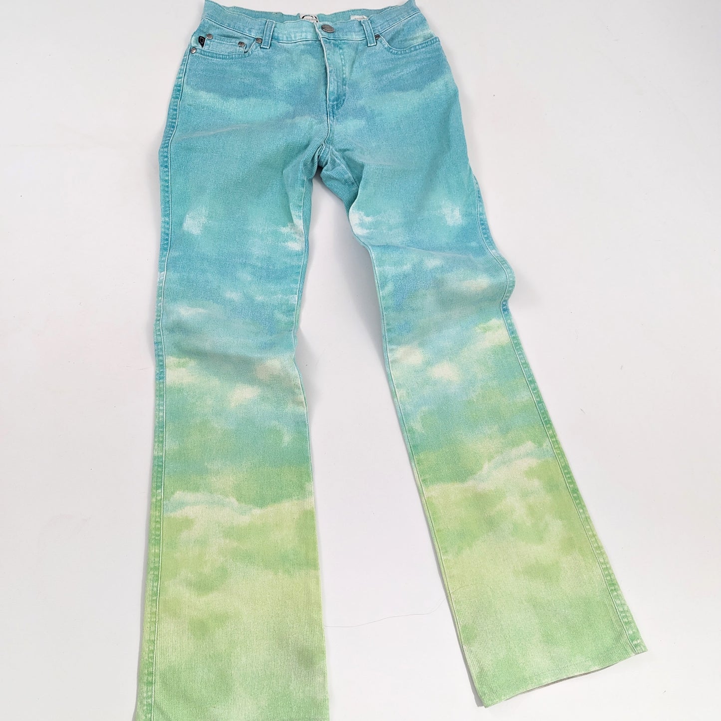 Jeans Cavalli Imprimé nuage vert et bleu - S