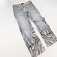 Pantalon jeans Roberto Cavalli délavé à imprimé tigre - M/L