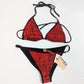 Maillot de bain Bikini rouge et noir imprimé journal Galliano - M/L