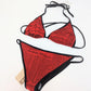 Maillot de bain Bikini rouge et noir imprimé journal Galliano - M/L