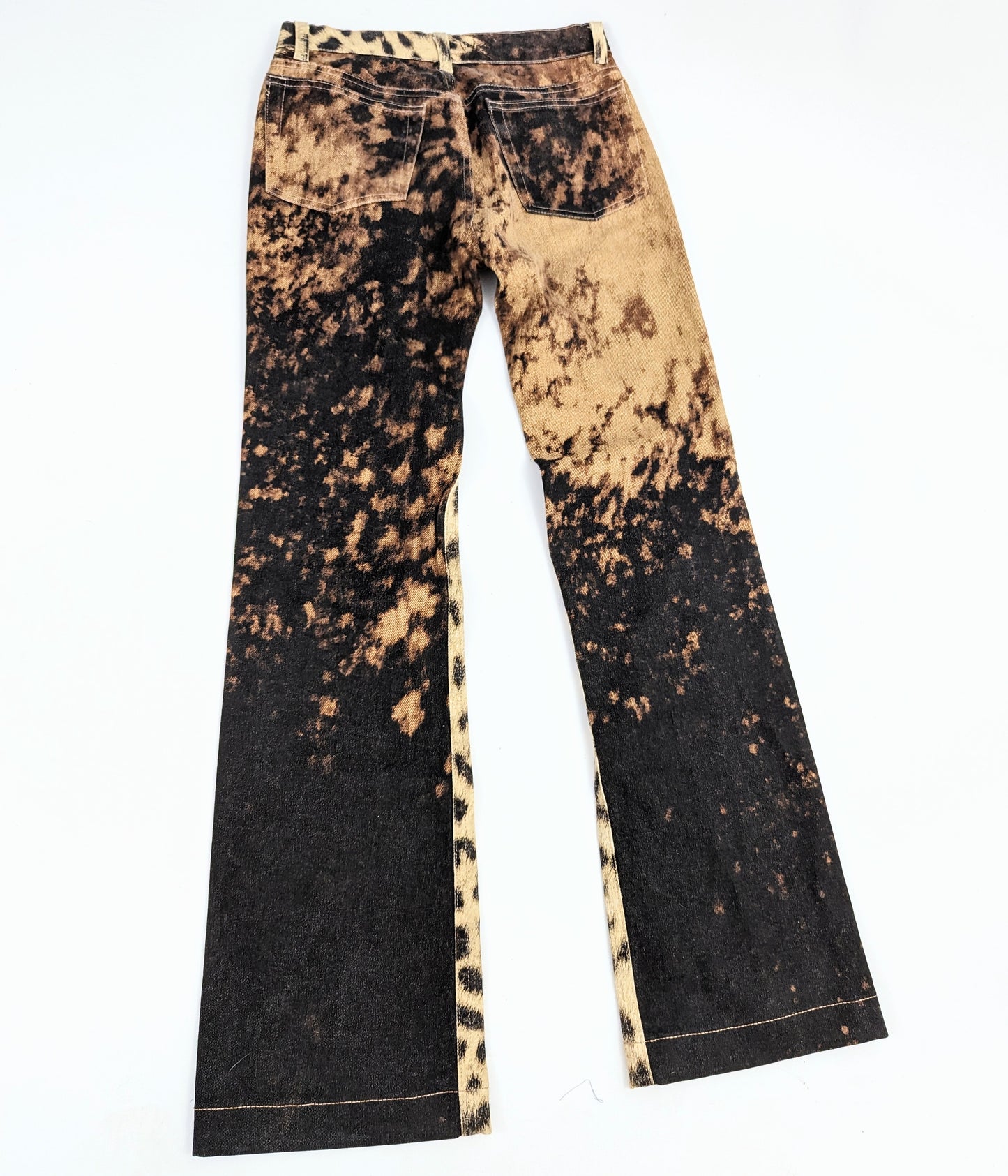 Pantalon jeans Roberto Cavalli léopard fourrure trompe l'oeil - XS