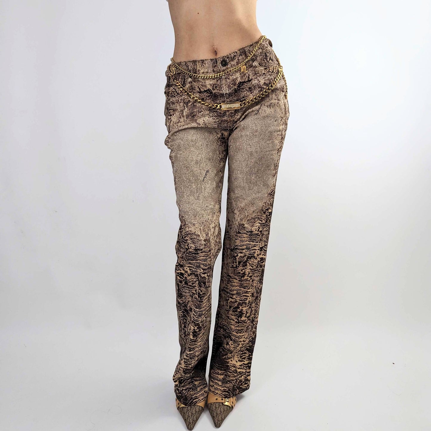 Pantalon jeans Roberto Cavalli Imprimé psychédélique marron