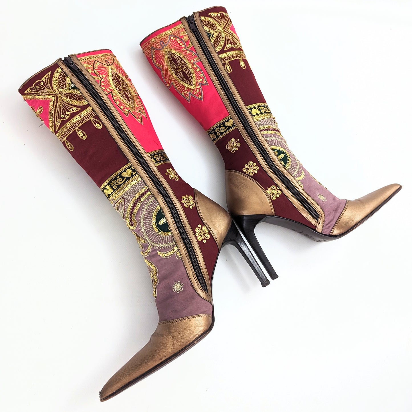 Oriental pink El Dantes boots decorated with rhinestones - EU37|UK4|US5,5