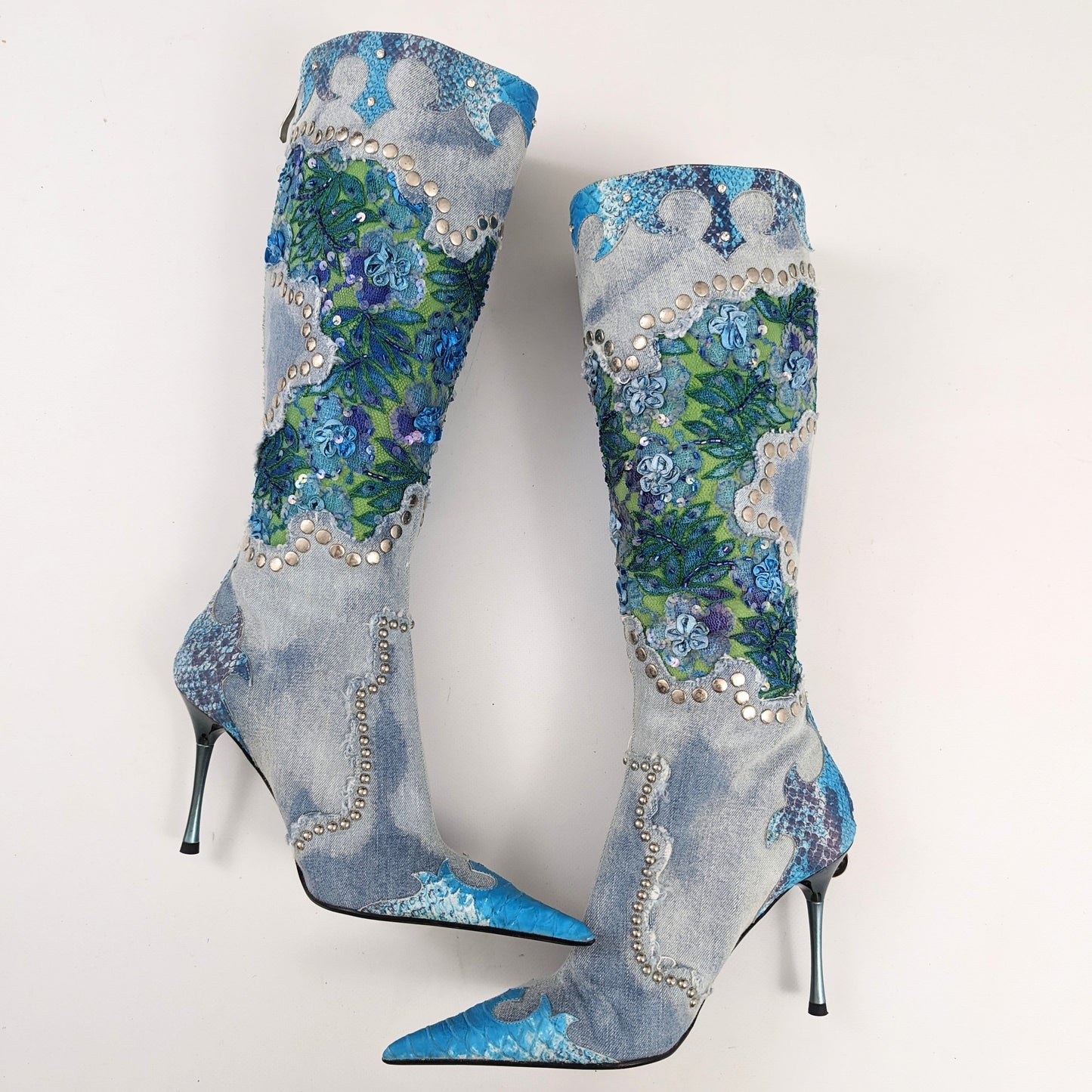 Bottes El Dantes en denim ornée de paillettes - EU39|6UK|8US