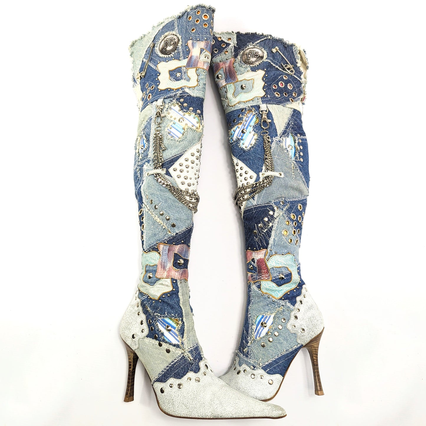 El Dantes patchwork denim over-the-knee boots - EU36,5|UK3,5|US5,5