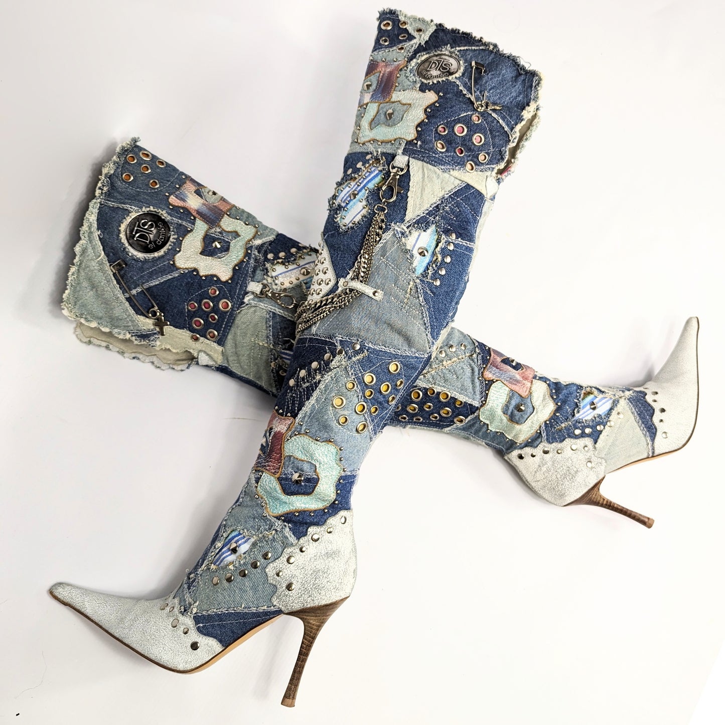 El Dantes patchwork denim over-the-knee boots - EU36,5|UK3,5|US5,5