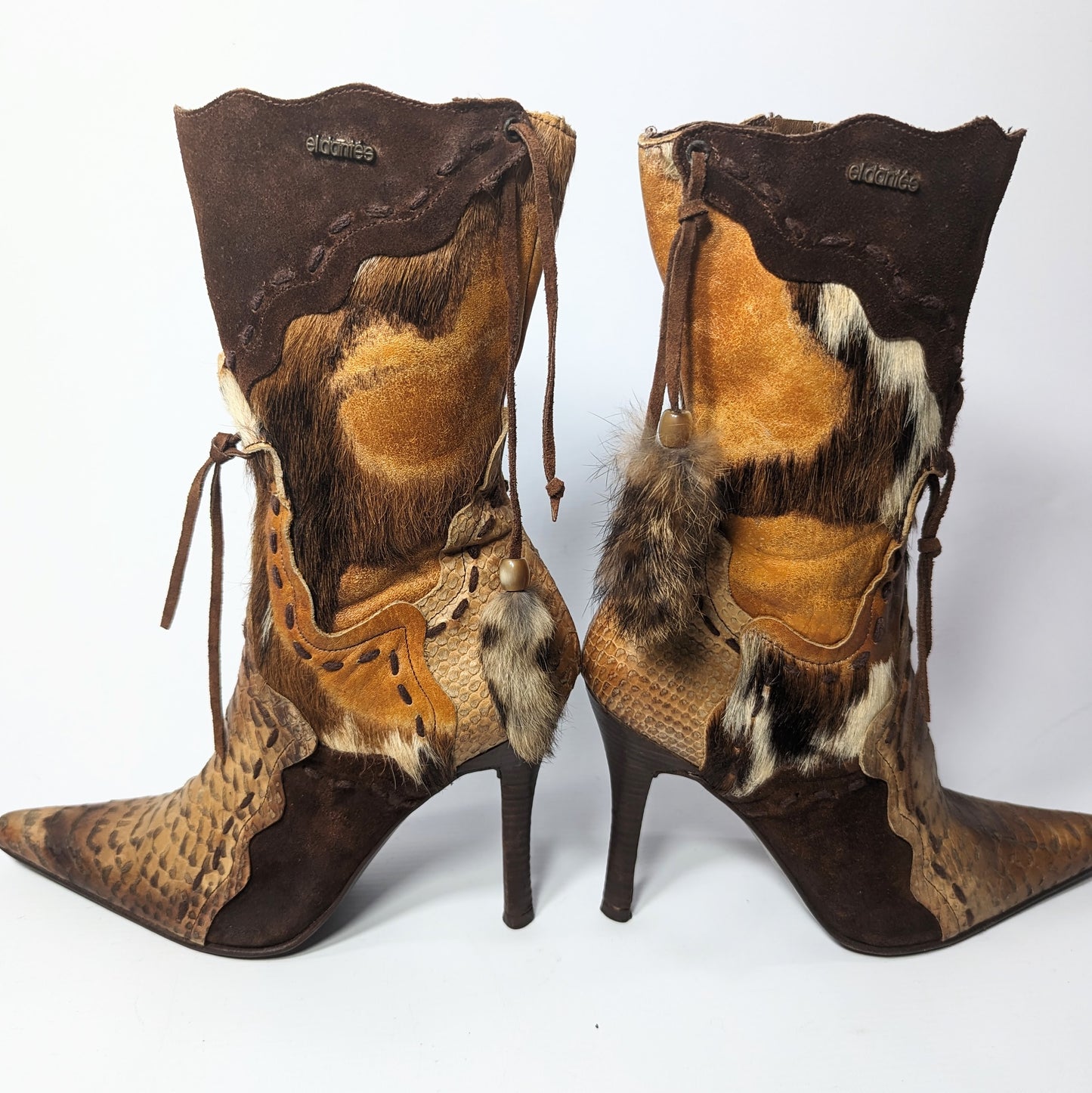 Bottes El Dantes en fourrure et plumes - EU38|UK5|US7