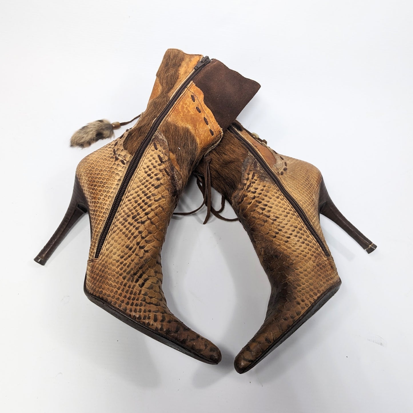 Bottes El Dantes en fourrure et plumes - EU38|UK5|US7