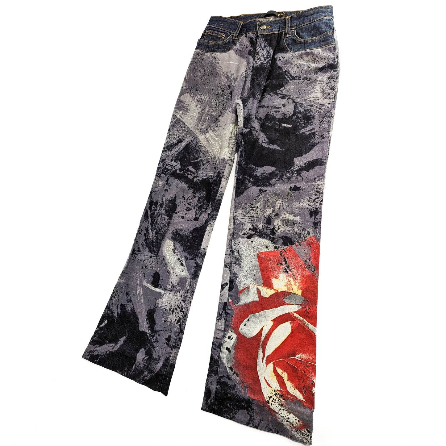 Jeans pantalon motif abstrait et fleur Cavalli - S