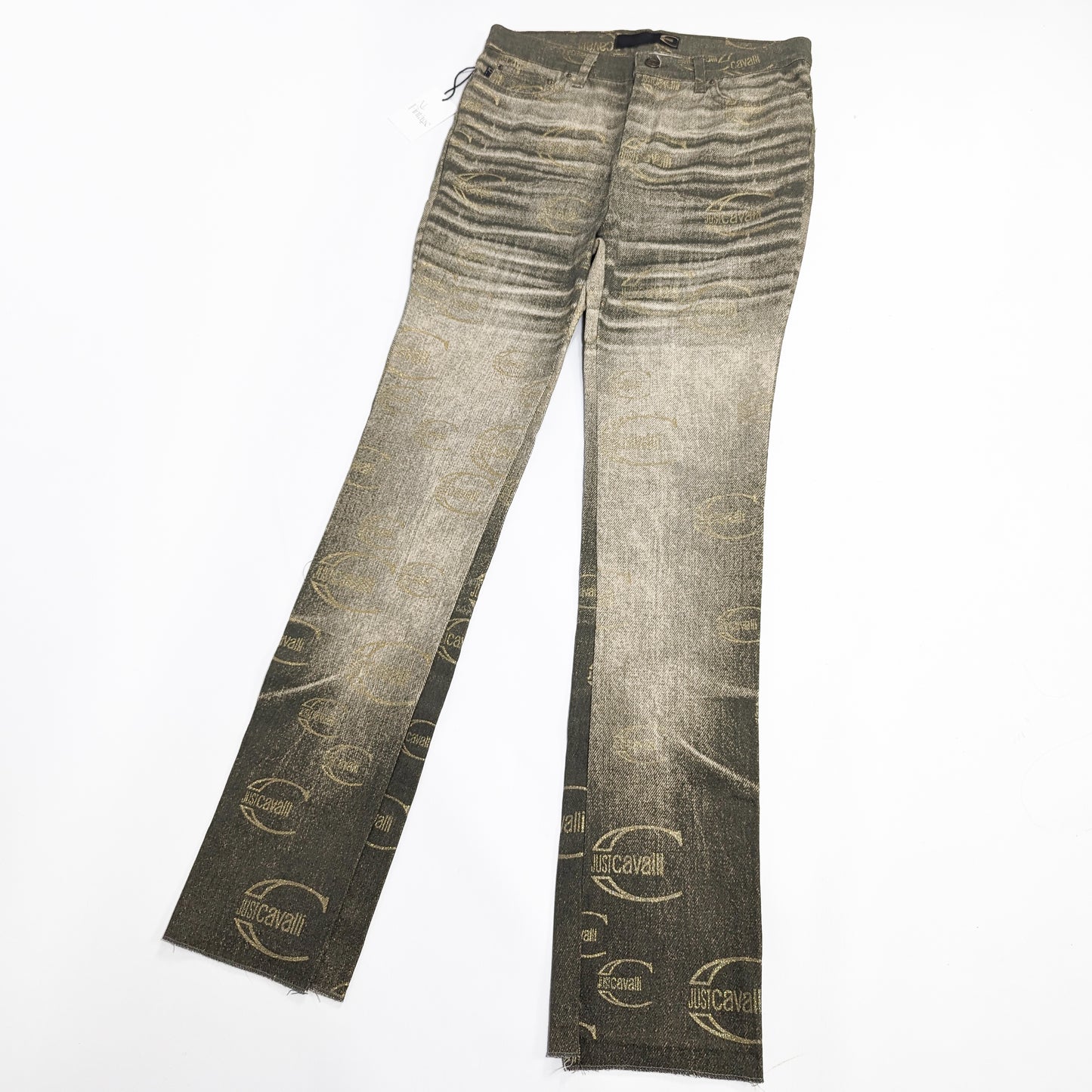 Jeans Cavalli délavé kaki monogramme logo - S