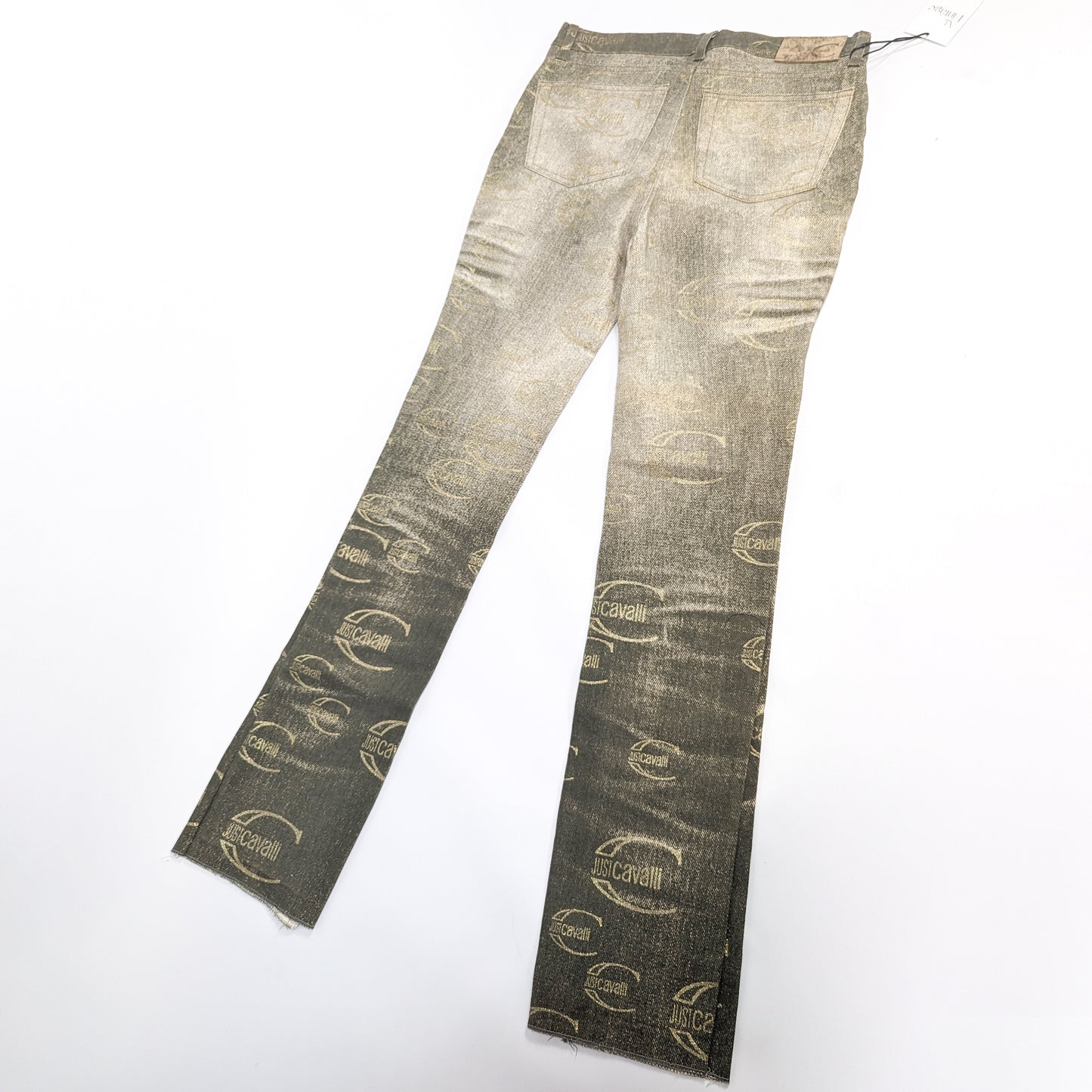 Jeans Cavalli délavé kaki monogramme logo - S