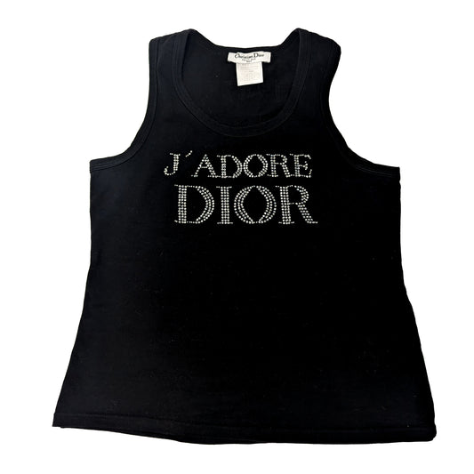 Debardeur noir "J'adore Dior" en strass