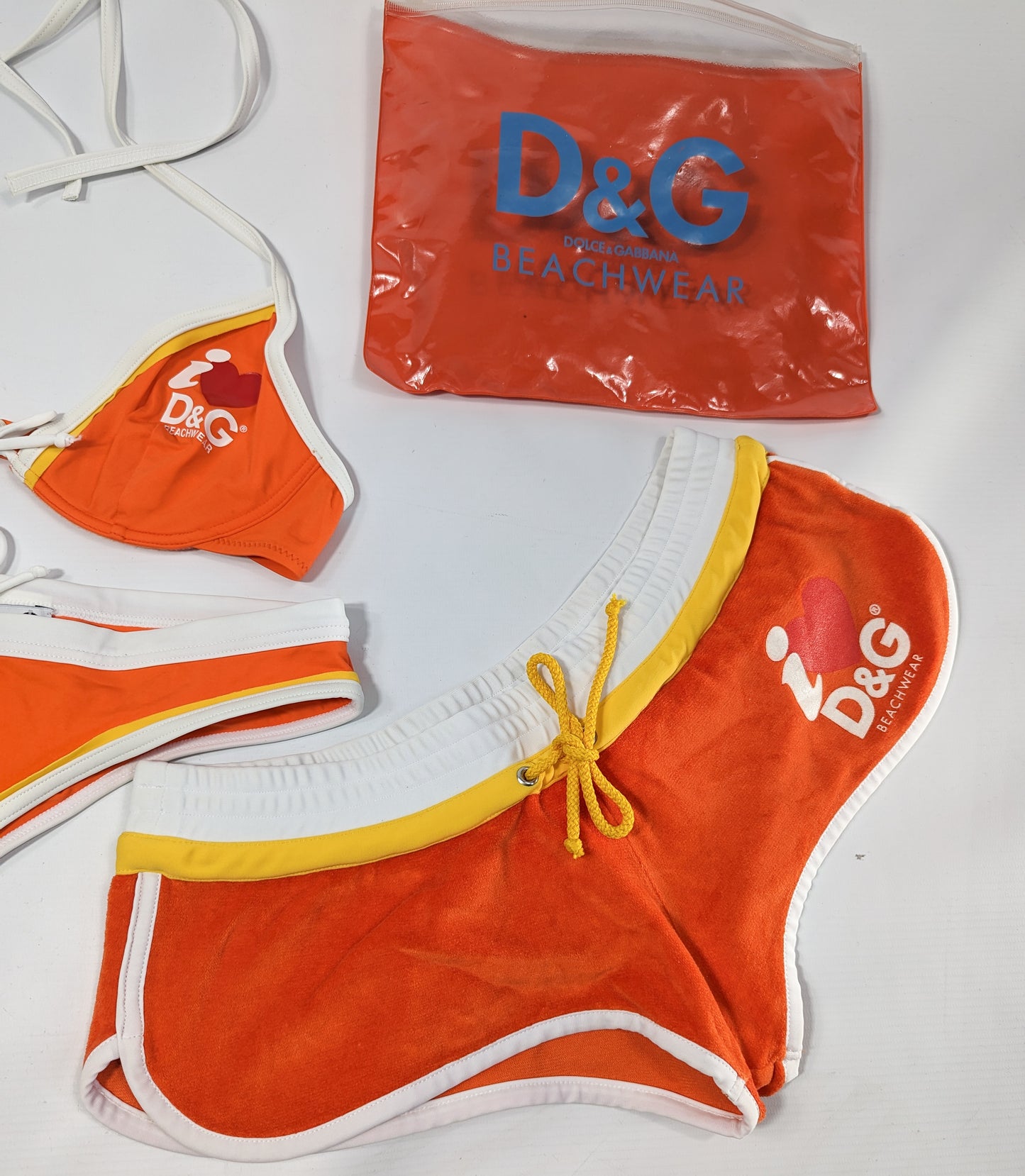 Dolce & Gabbana “I love DG” swimsuit and shorts set